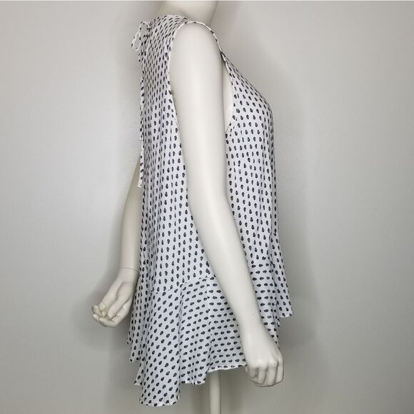 Libby Edelman‎ Womens Sleeveless White Navy Top Size L - Picture 3 of 12